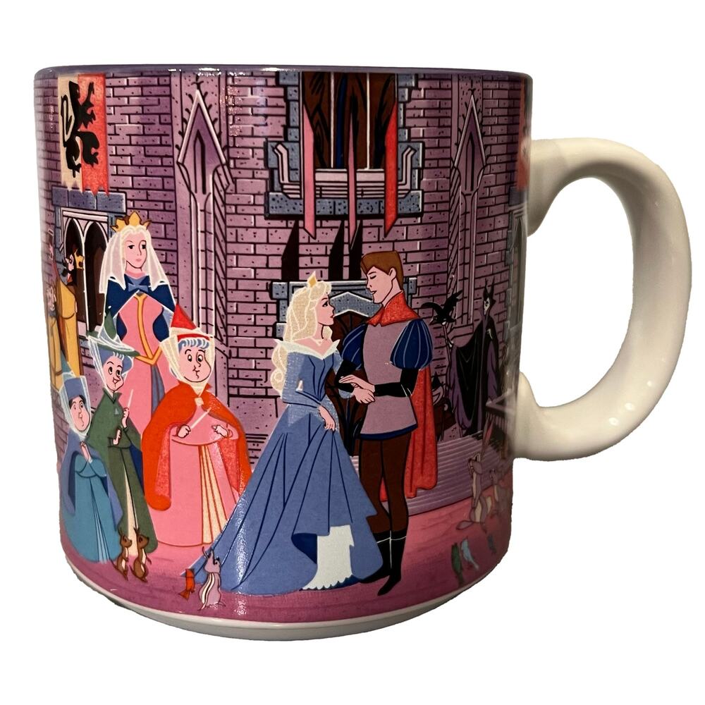 Vintage 90s Rare Disney Sleeping Beauty Castle Ceramic Coffee Mug Made in Japan